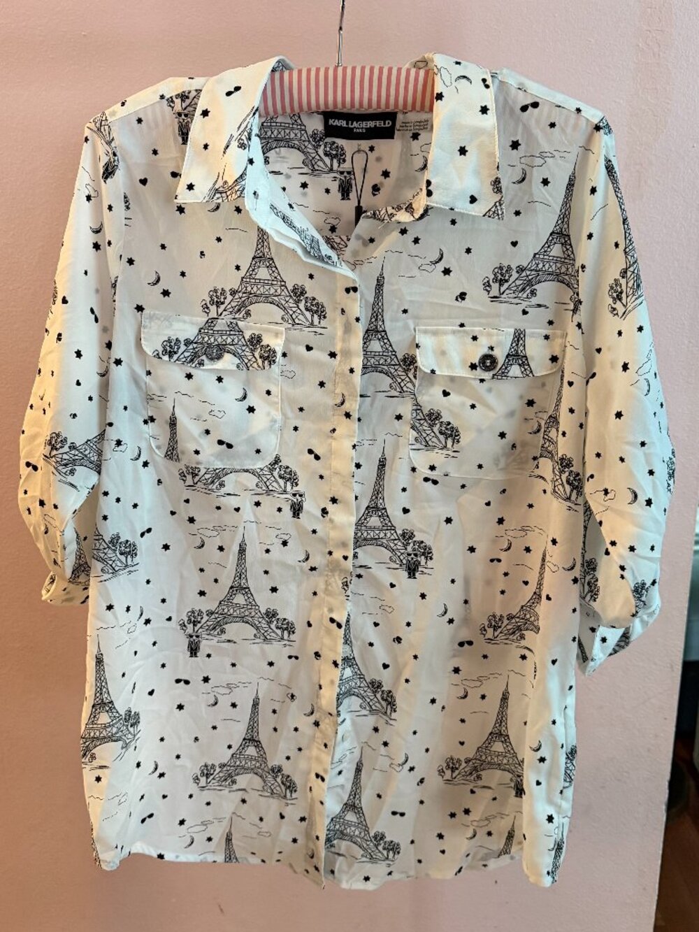 Karl Lagerfelt Paris Print Blouse NWT